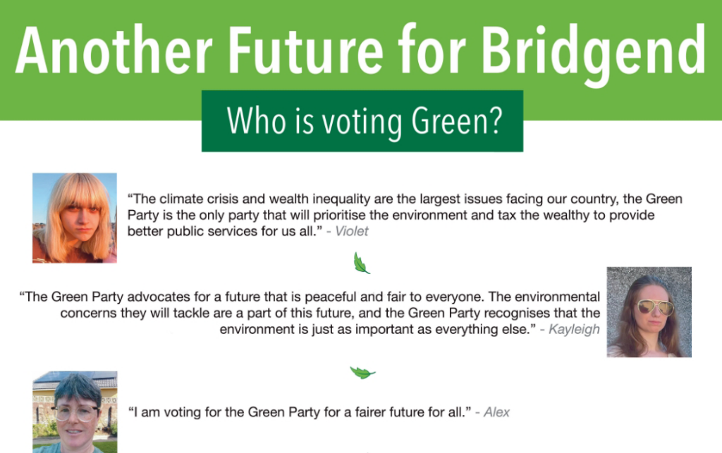 Another Future for Bridgend. Who is voting Green?