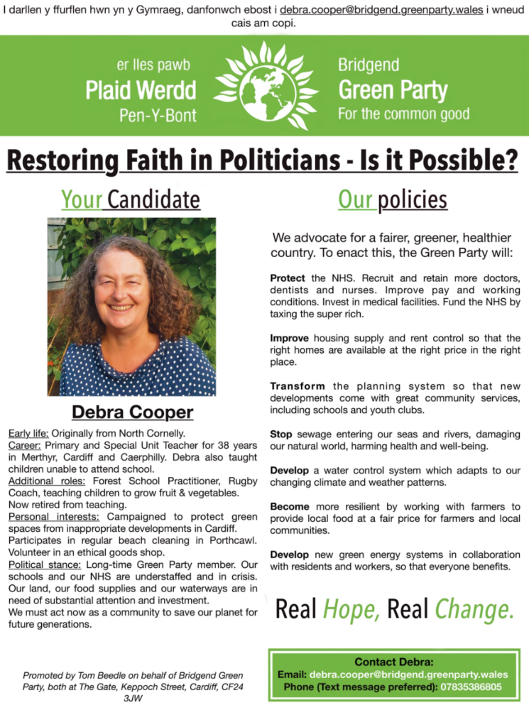 Debra Cooper. Restoring Faith in politians - Is it possible?